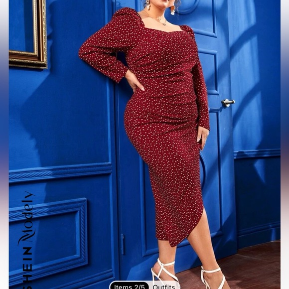 Plus Heart Print Wrap Hem Dress - Picture 2 of 3